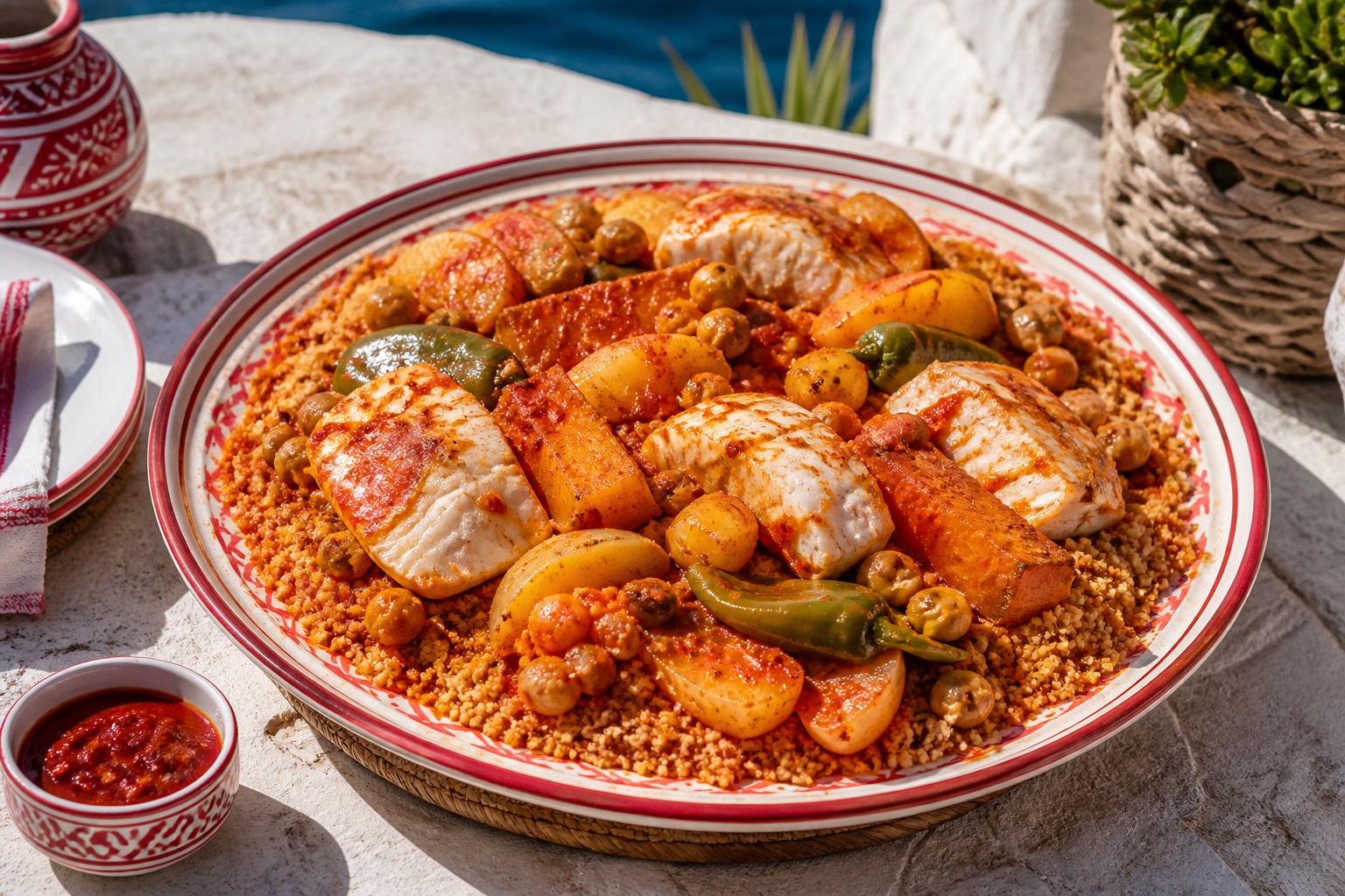 Couscous tunisien au poisson et à la harissa