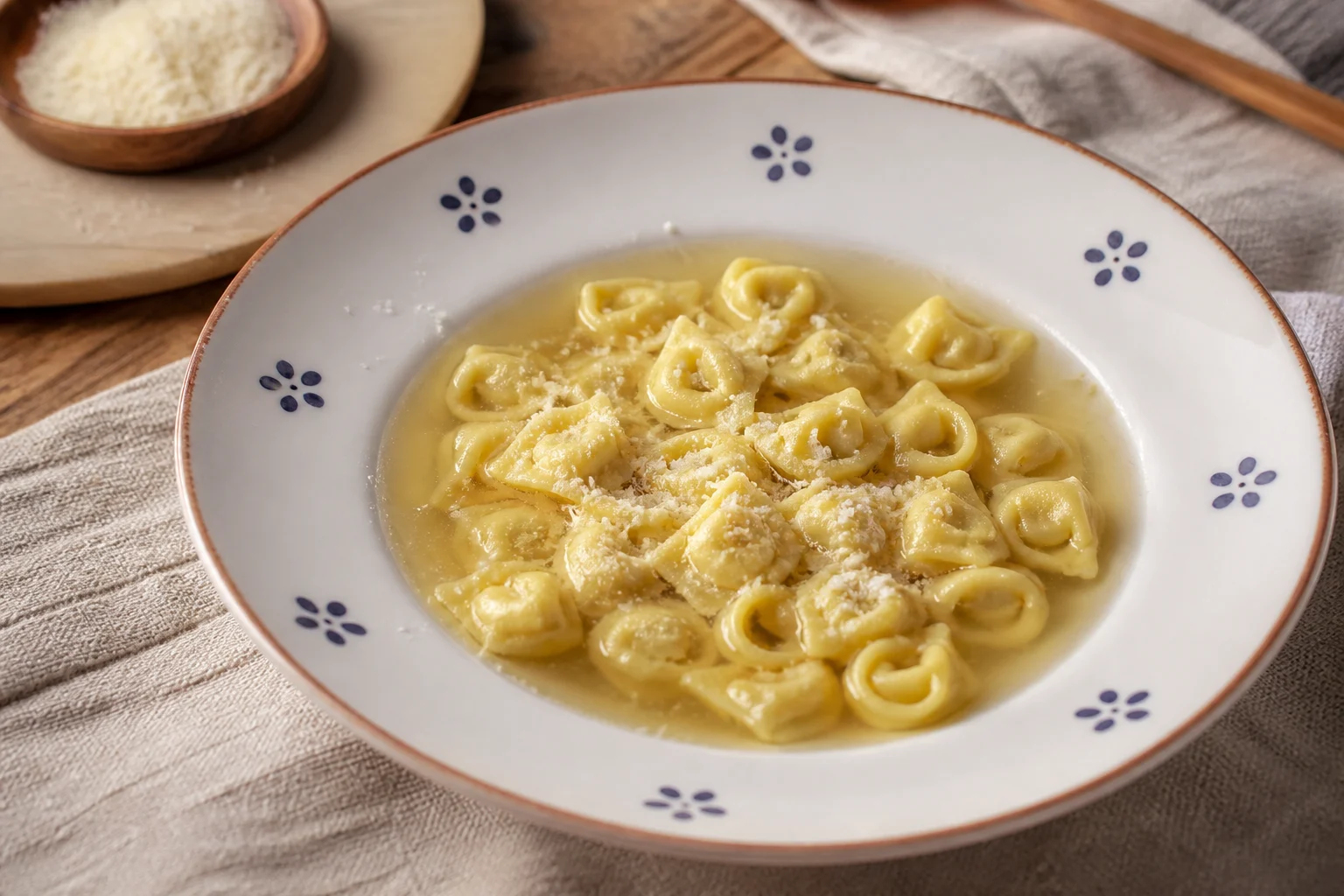 Cappelletti italiens au bœuf dans leur bouillon