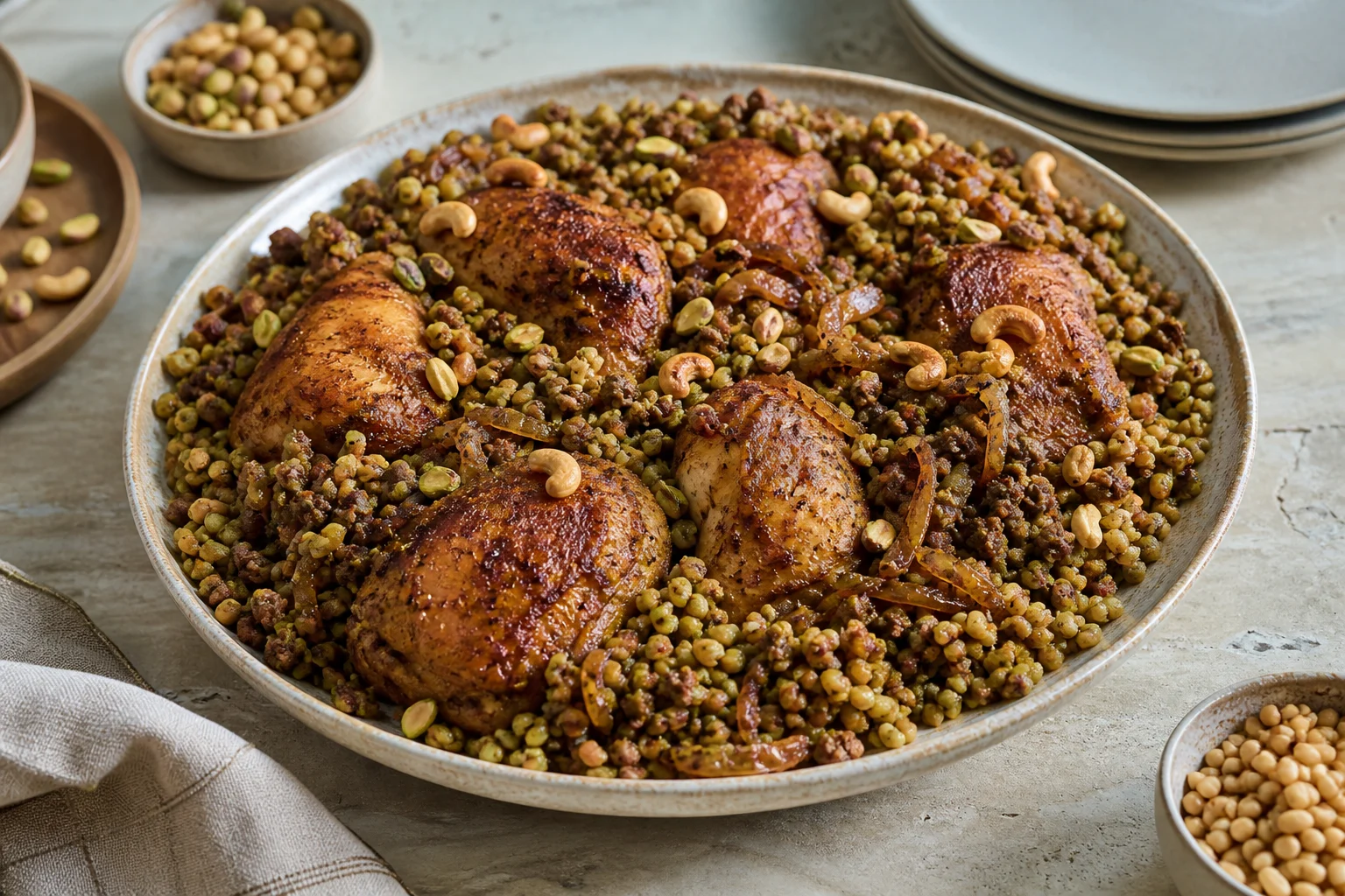 Freekeh libanais au poulet et aux noix