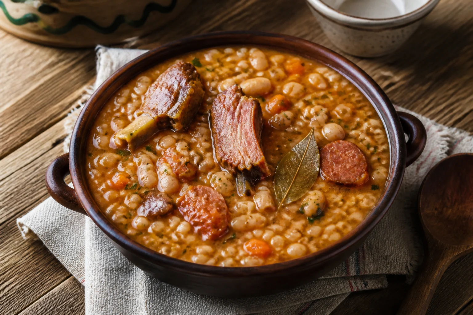 Ragoût croate d’orge aux haricots et viandes fumées